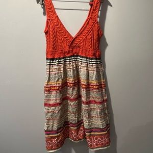 Vintage Free People Cross Stitch Knit Embroidered Dress Size 8